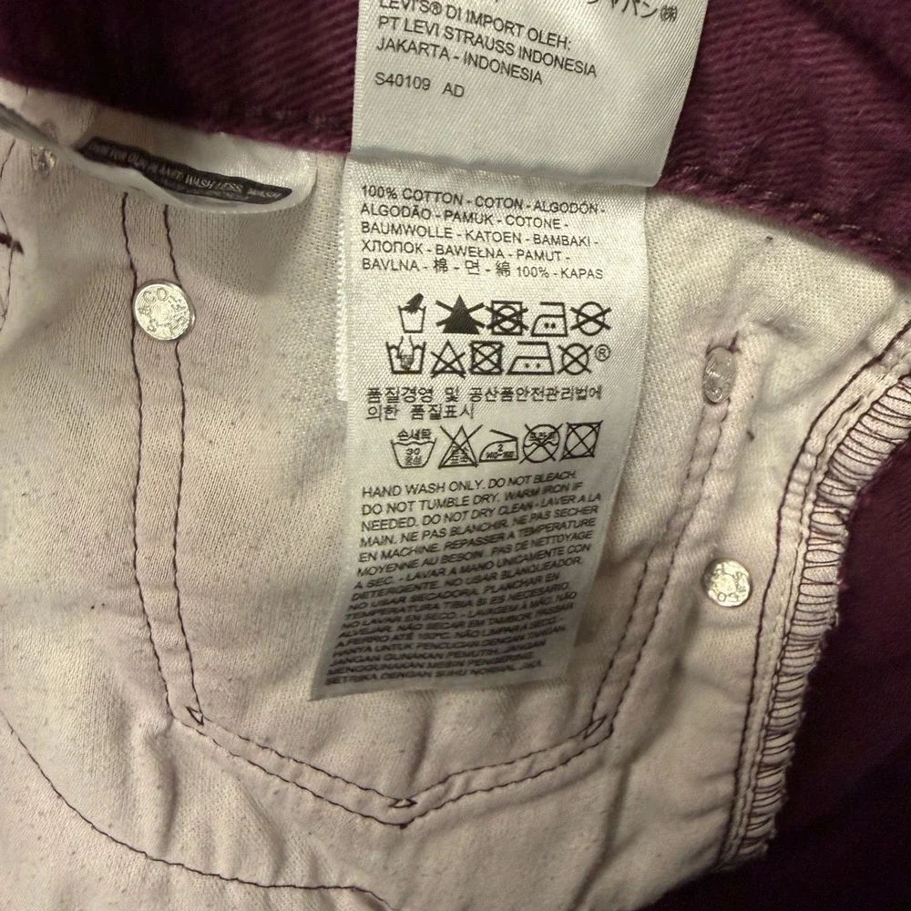 Levi's 541 Pants Mens 40x32‎ (39x29 ACTUAL) Athletic Taper Burgundy Denim HEMMED